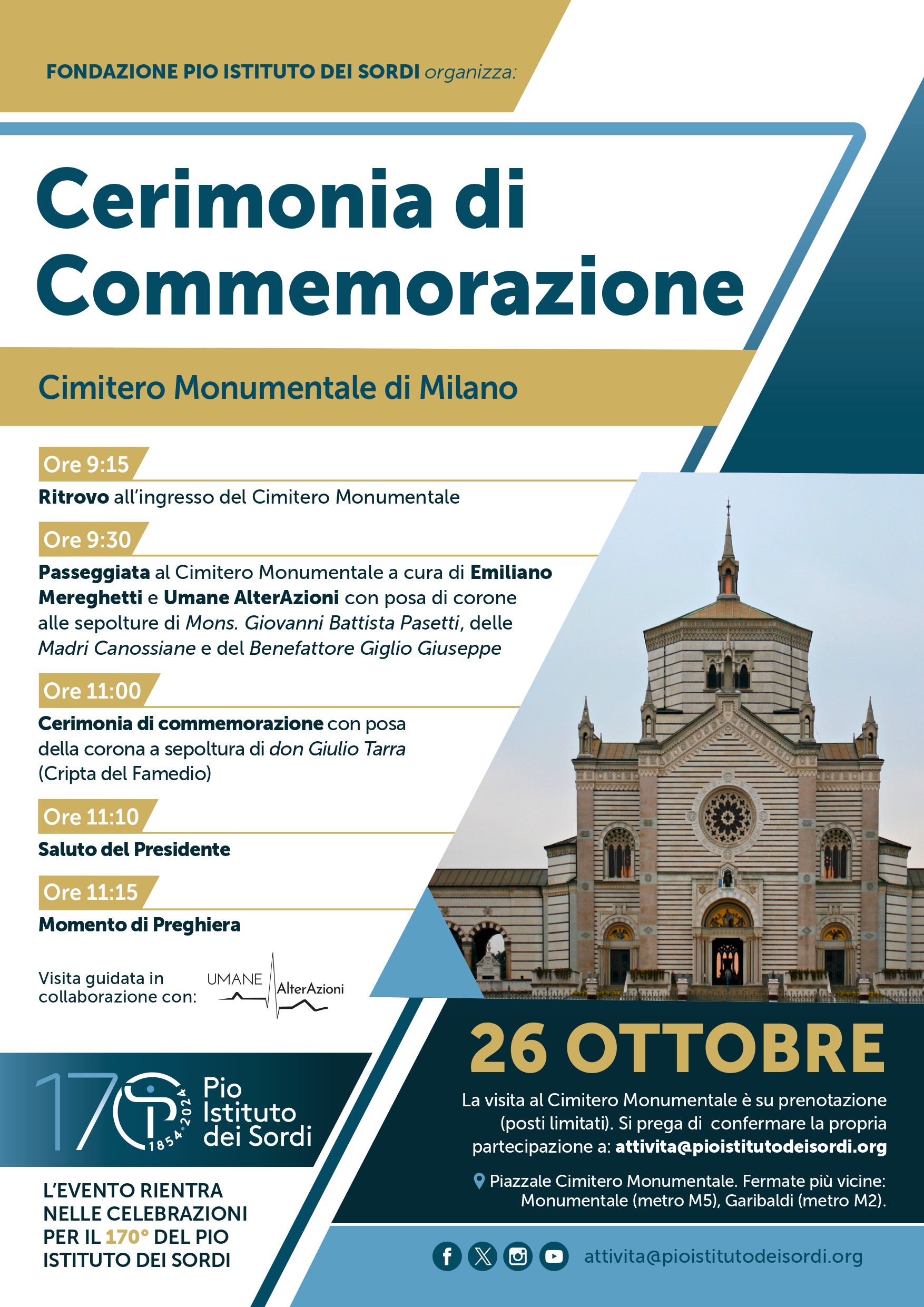 Locandina Evento 26 ottobre ore 9.15 cimitero monumentale milano